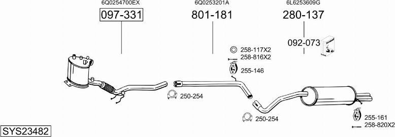 Bosal SYS23482 - Система випуску ОГ autocars.com.ua