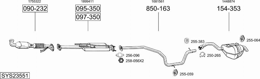 Bosal SYS23551 - Система випуску ОГ autocars.com.ua