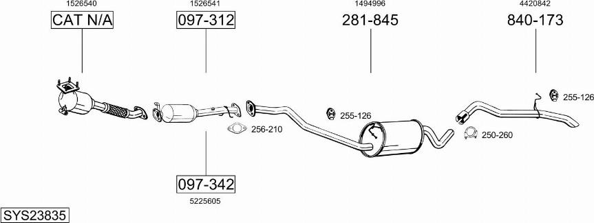 Bosal SYS23835 - Система випуску ОГ autocars.com.ua