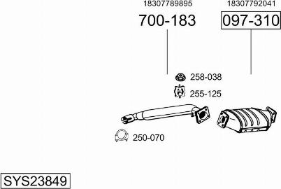 Bosal SYS23849 - Система випуску ОГ autocars.com.ua