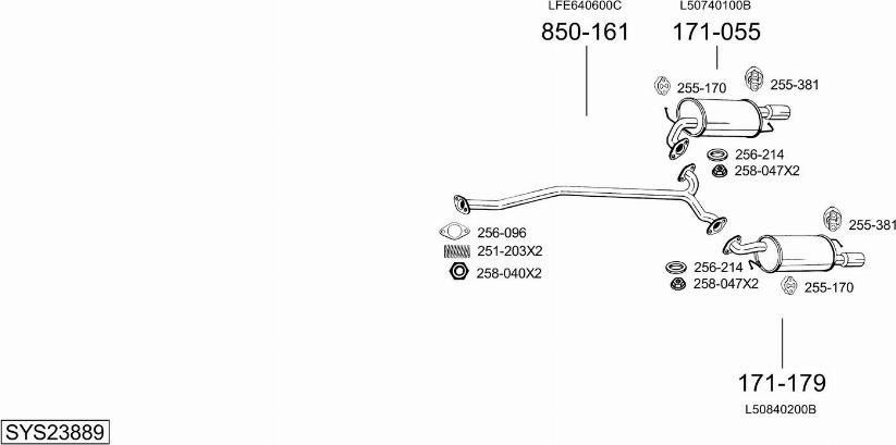 Bosal SYS23889 - Система випуску ОГ autocars.com.ua