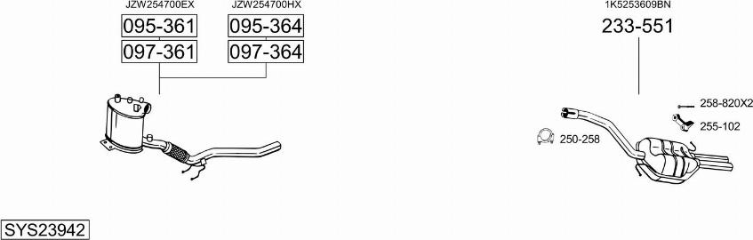Bosal SYS23942 - Система випуску ОГ autocars.com.ua
