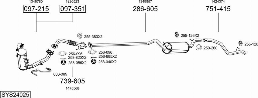 Bosal SYS24025 - Система выпуска ОГ avtokuzovplus.com.ua