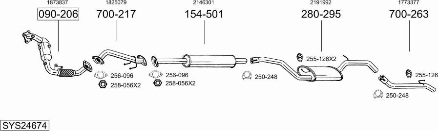 Bosal SYS24674 - Система випуску ОГ autocars.com.ua