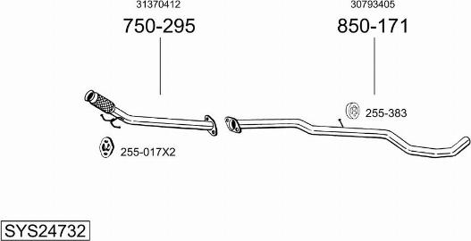 Bosal SYS24732 - Система випуску ОГ autocars.com.ua