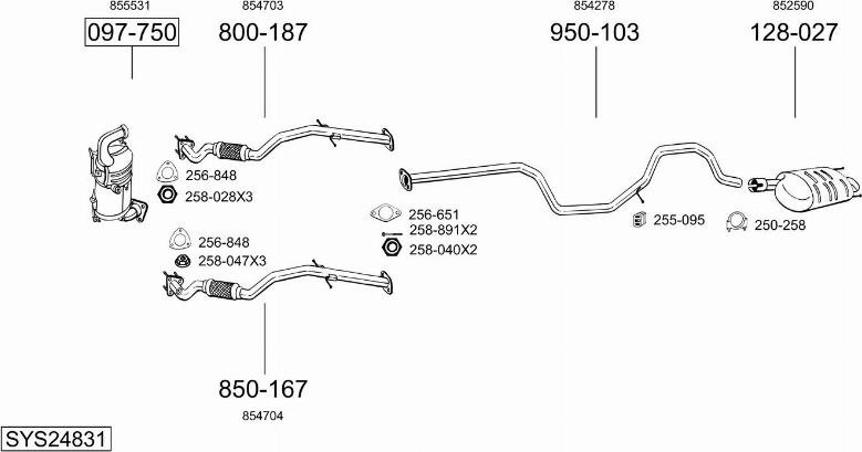 Bosal SYS24831 - Система випуску ОГ autocars.com.ua