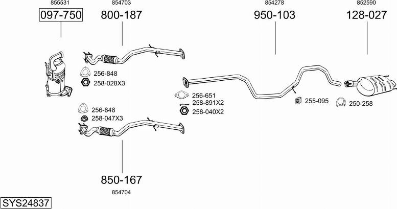 Bosal SYS24837 - Система випуску ОГ autocars.com.ua