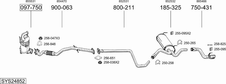 Bosal SYS24852 - Система выпуска ОГ avtokuzovplus.com.ua