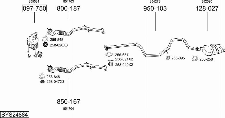 Bosal SYS24884 - Система випуску ОГ autocars.com.ua