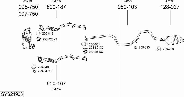 Bosal SYS24908 - Система випуску ОГ autocars.com.ua