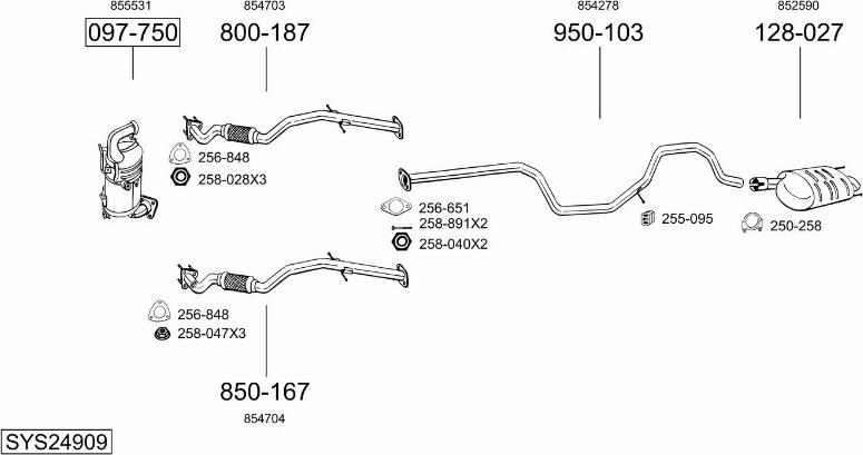 Bosal SYS24909 - Система випуску ОГ autocars.com.ua