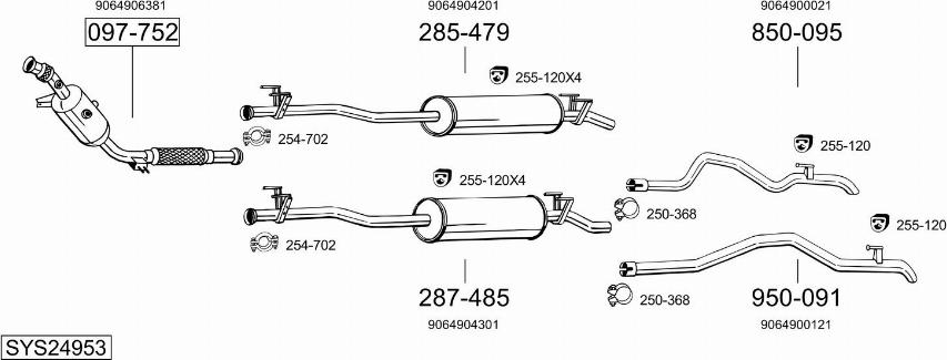 Bosal SYS24953 - Система випуску ОГ autocars.com.ua