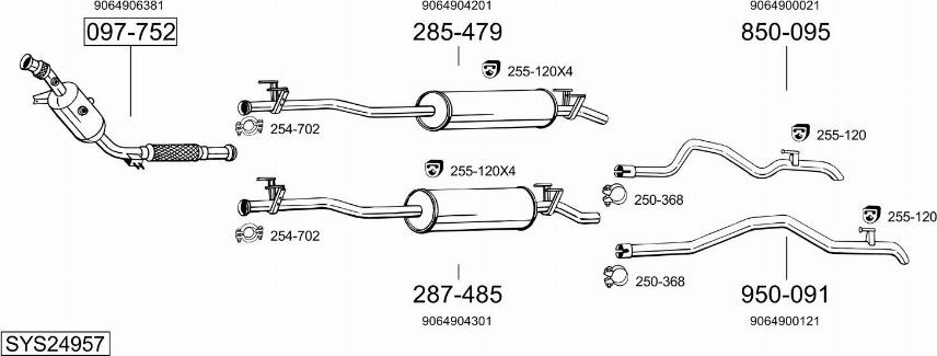 Bosal SYS24957 - Система випуску ОГ autocars.com.ua