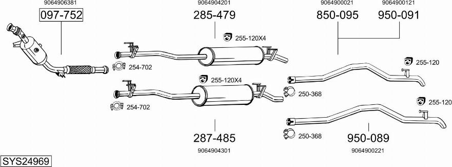 Bosal SYS24969 - Система выпуска ОГ avtokuzovplus.com.ua