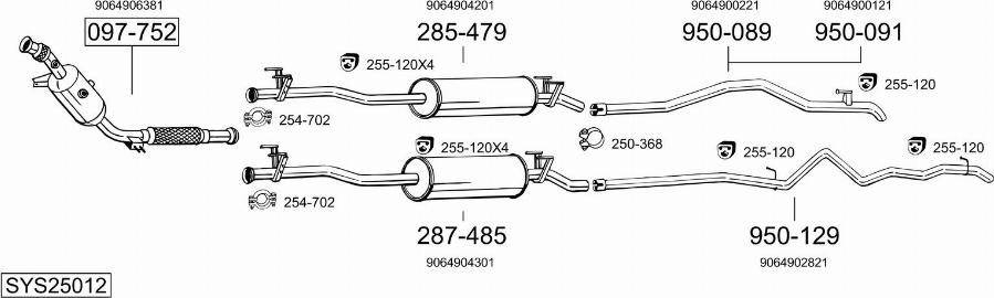 Bosal SYS25012 - Система випуску ОГ autocars.com.ua