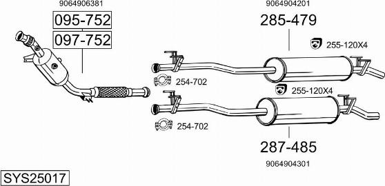 Bosal SYS25017 - Система выпуска ОГ avtokuzovplus.com.ua