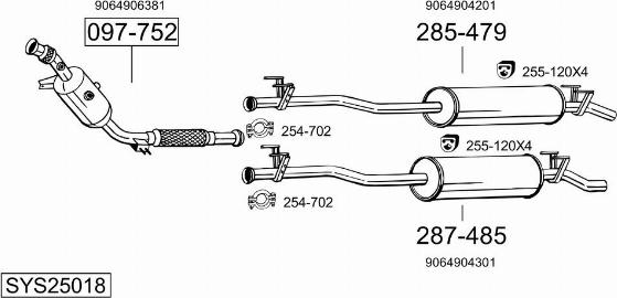 Bosal SYS25018 - Система выпуска ОГ avtokuzovplus.com.ua