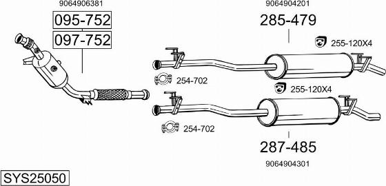 Bosal SYS25050 - Система выпуска ОГ avtokuzovplus.com.ua