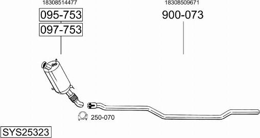 Bosal SYS25323 - Система випуску ОГ autocars.com.ua