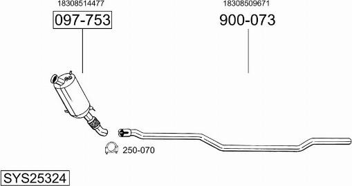 Bosal SYS25324 - Система випуску ОГ autocars.com.ua