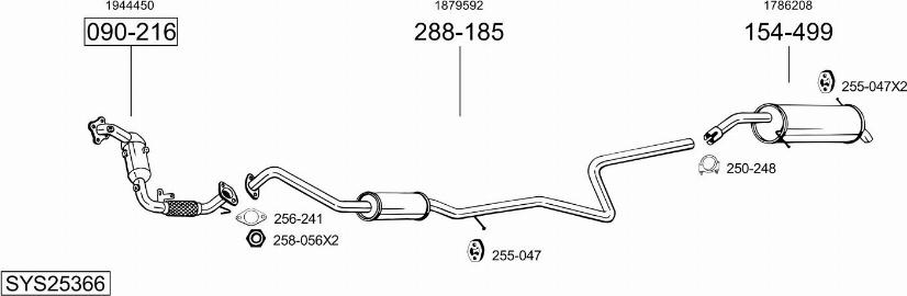 Bosal SYS25366 - Система випуску ОГ autocars.com.ua