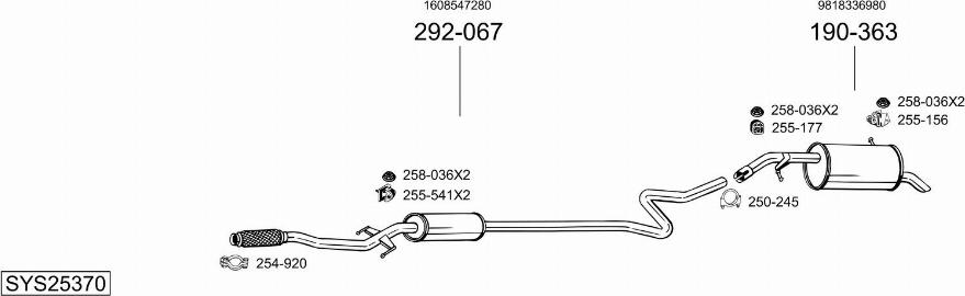 Bosal SYS25370 - Система випуску ОГ autocars.com.ua