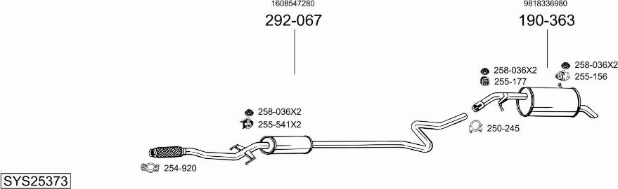 Bosal SYS25373 - Система випуску ОГ autocars.com.ua