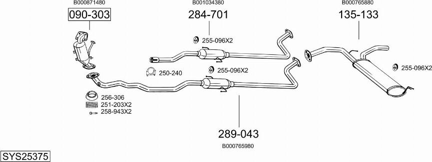 Bosal SYS25375 - Система випуску ОГ autocars.com.ua