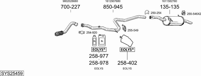 Bosal SYS25459 - Система випуску ОГ autocars.com.ua