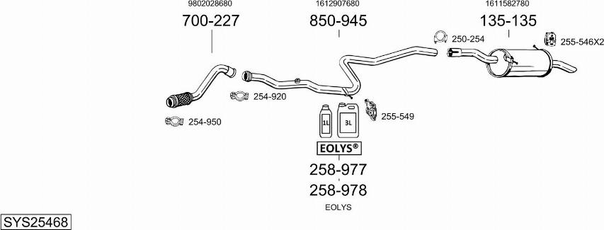 Bosal SYS25468 - Система випуску ОГ autocars.com.ua