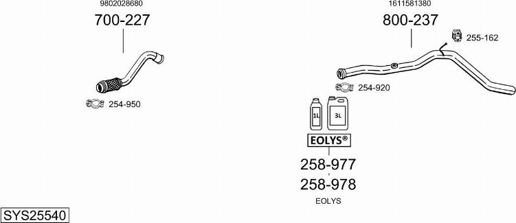 Bosal SYS25540 - Система випуску ОГ autocars.com.ua