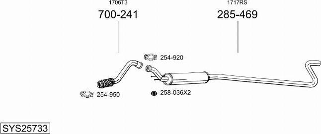 Bosal SYS25733 - Система випуску ОГ autocars.com.ua