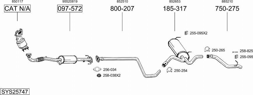 Bosal SYS25747 - Система випуску ОГ autocars.com.ua