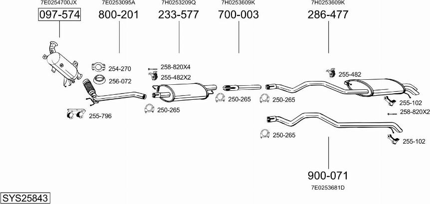 Bosal SYS25843 - Система випуску ОГ autocars.com.ua