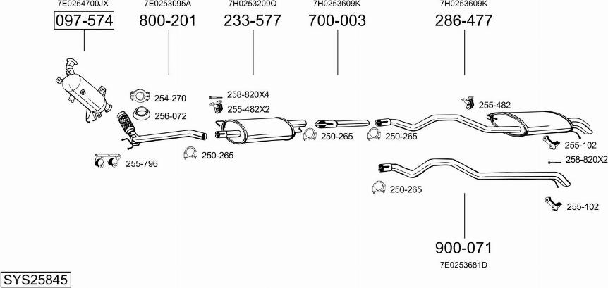 Bosal SYS25845 - Система випуску ОГ autocars.com.ua