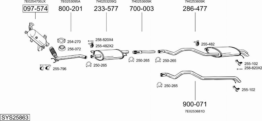 Bosal SYS25863 - Система випуску ОГ autocars.com.ua