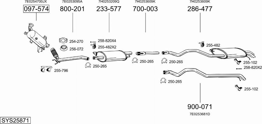 Bosal SYS25871 - Система випуску ОГ autocars.com.ua
