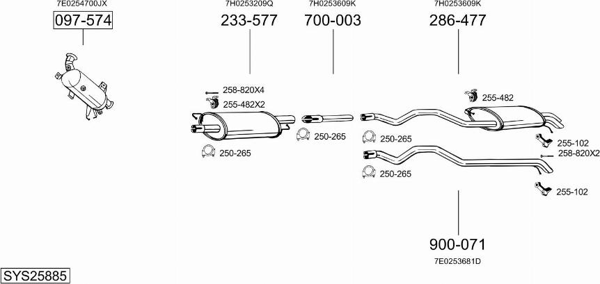 Bosal SYS25885 - Система випуску ОГ autocars.com.ua