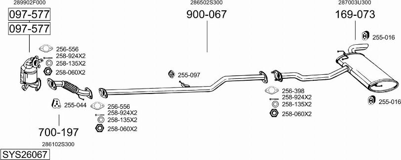 Bosal SYS26067 - Система випуску ОГ autocars.com.ua