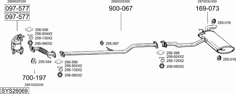 Bosal SYS26069 - Система випуску ОГ autocars.com.ua