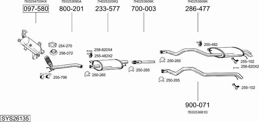 Bosal SYS26135 - Система випуску ОГ autocars.com.ua