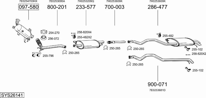 Bosal SYS26141 - Система випуску ОГ autocars.com.ua