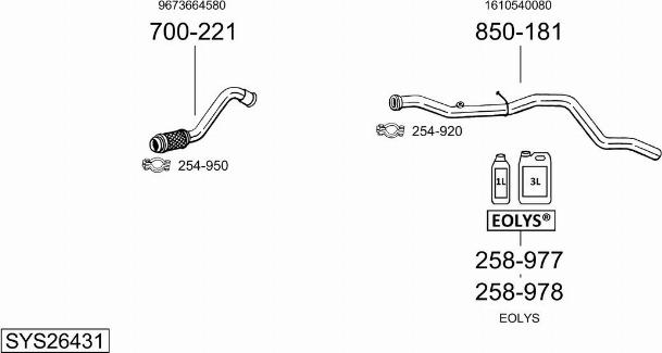 Bosal SYS26431 - Система випуску ОГ autocars.com.ua