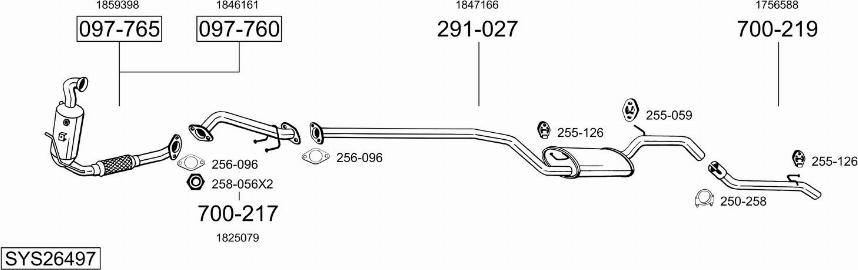 Bosal SYS26497 - Система випуску ОГ autocars.com.ua