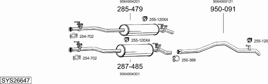 Bosal SYS26647 - Система випуску ОГ autocars.com.ua