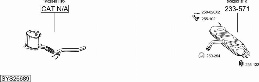 Bosal SYS26689 - Система випуску ОГ autocars.com.ua