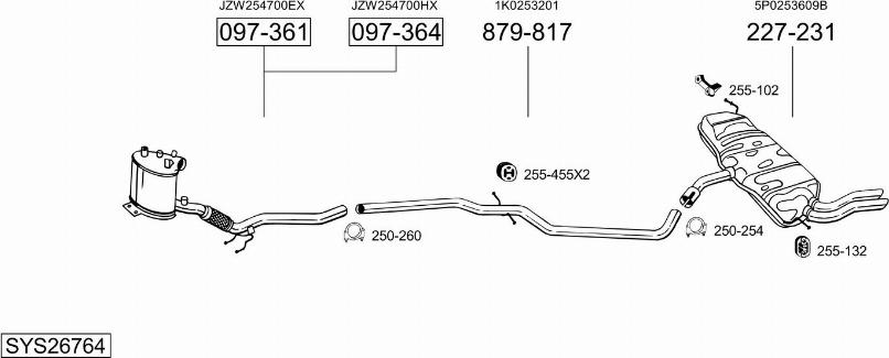 Bosal SYS26764 - Система випуску ОГ autocars.com.ua