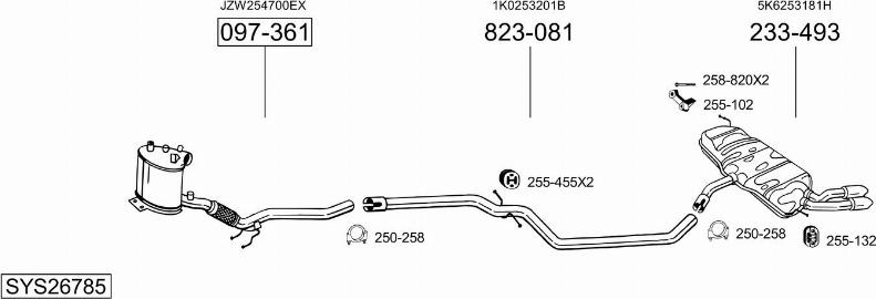 Bosal SYS26785 - Система випуску ОГ autocars.com.ua