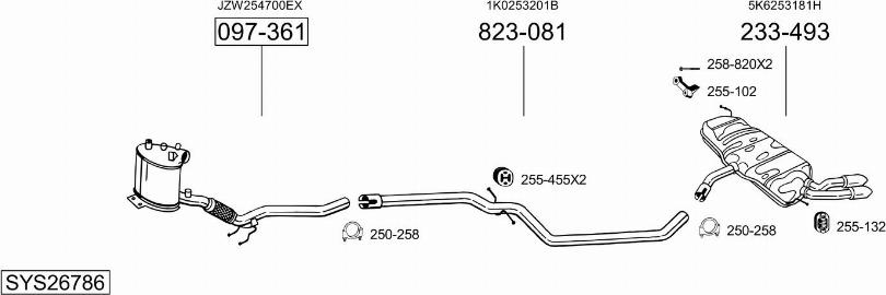 Bosal SYS26786 - Система випуску ОГ autocars.com.ua