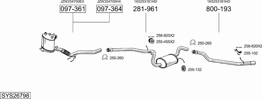Bosal SYS26798 - Система випуску ОГ autocars.com.ua